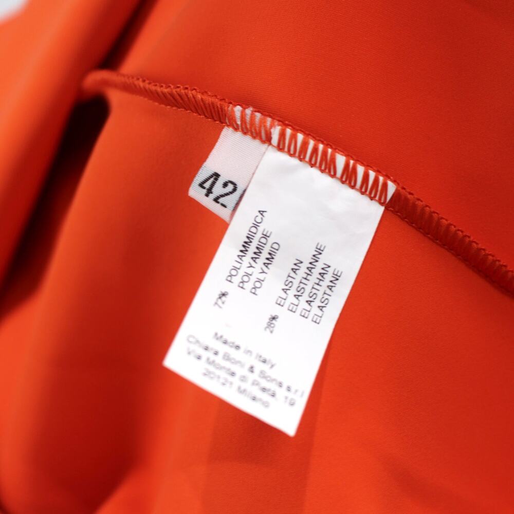 Chiara Boni Orange Bell Sleeve Natalia Boatneck Dress 42 Scuba Knit Shift Mini - Picture 7 of 7